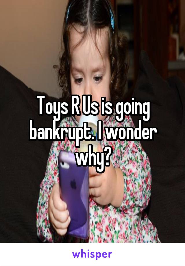 Toys R Us is going bankrupt. I wonder why?