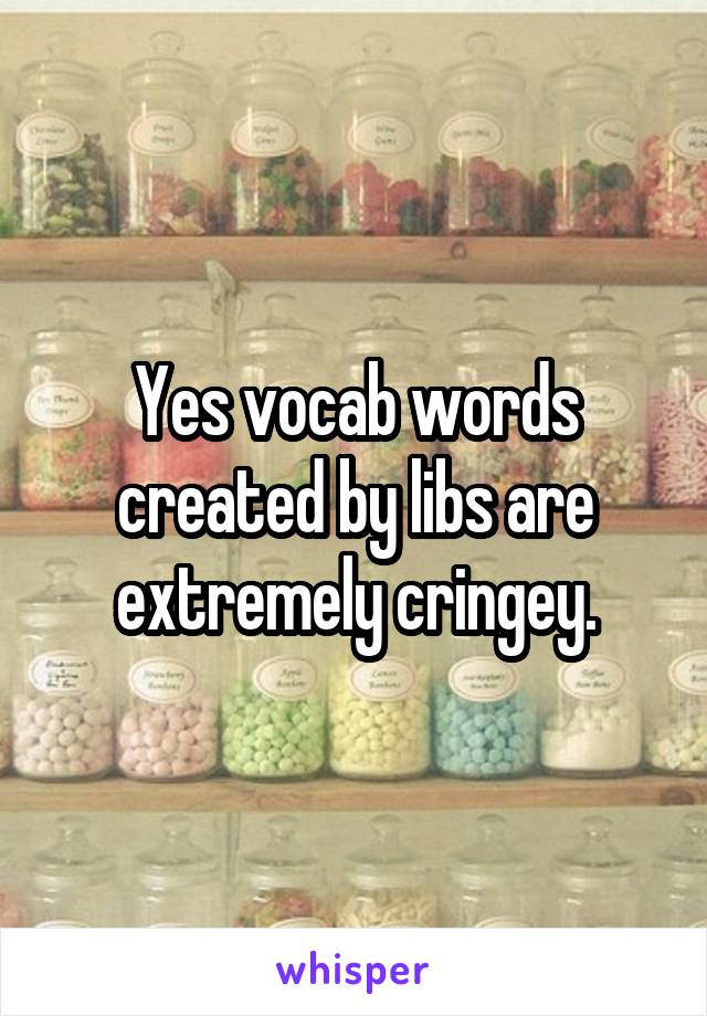 Yes vocab words created by libs are extremely cringey.