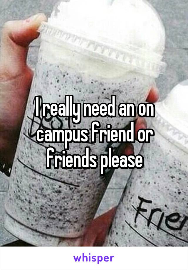I really need an on campus friend or friends please
