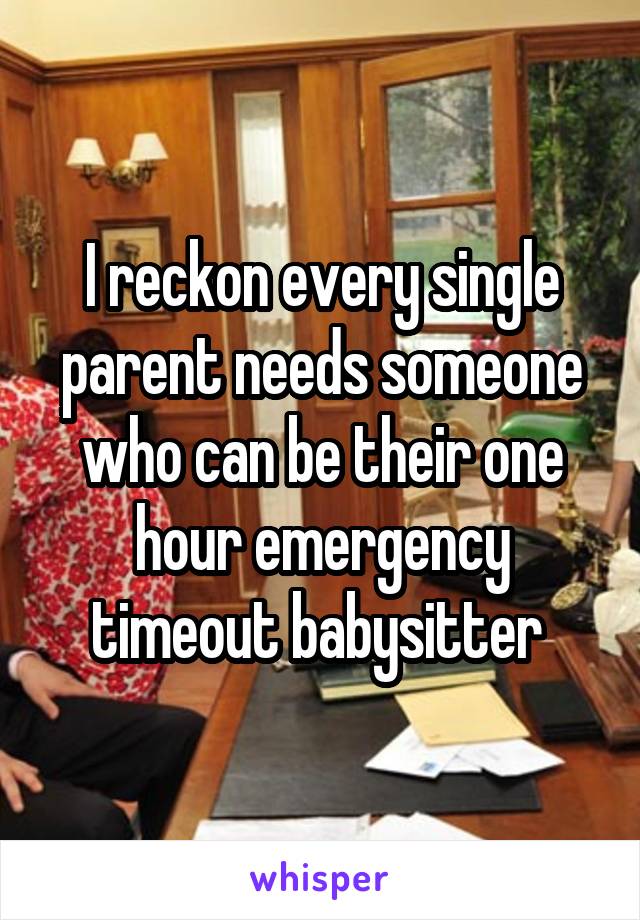 I reckon every single parent needs someone who can be their one hour emergency timeout babysitter 