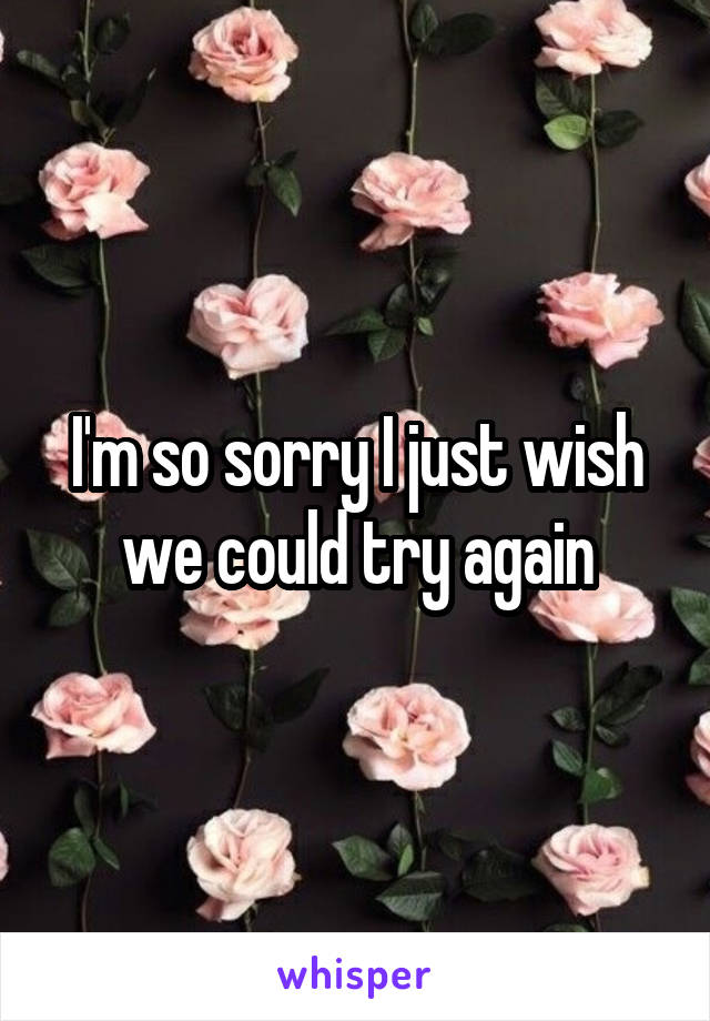 I'm so sorry I just wish we could try again