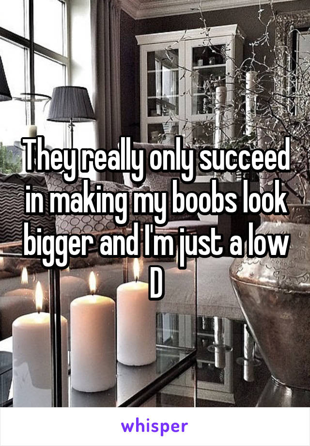 They really only succeed in making my boobs look bigger and I'm just a low D