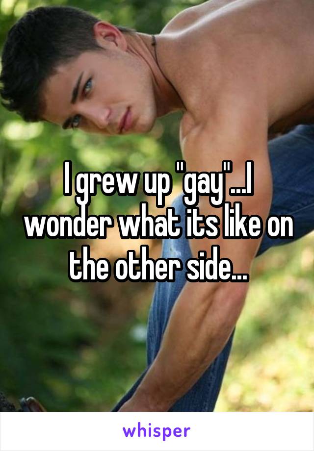I grew up "gay"...I wonder what its like on the other side...