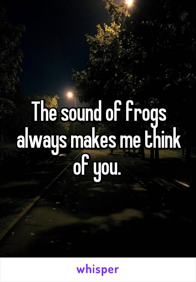 The sound of frogs always makes me think of you. 