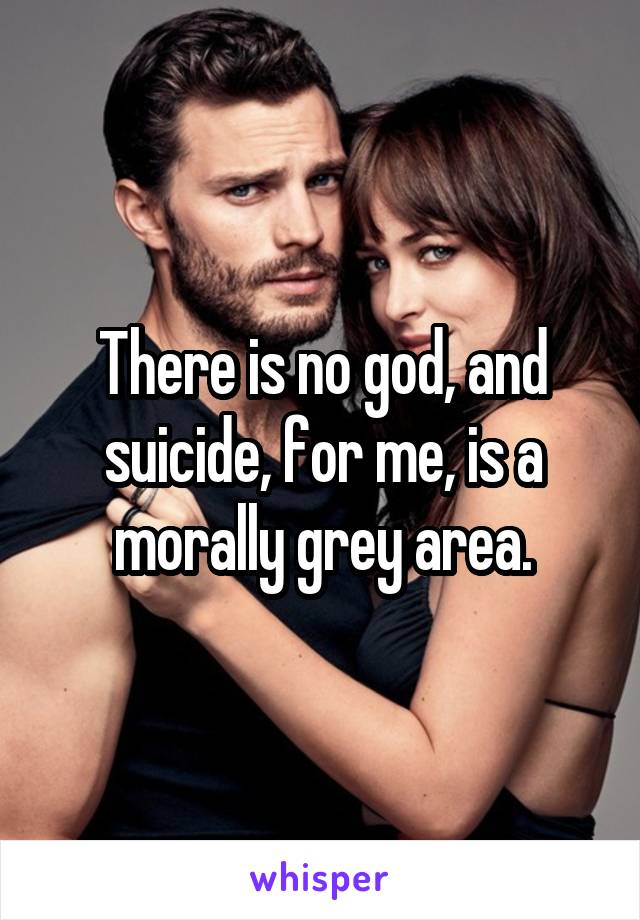 There is no god, and suicide, for me, is a morally grey area.