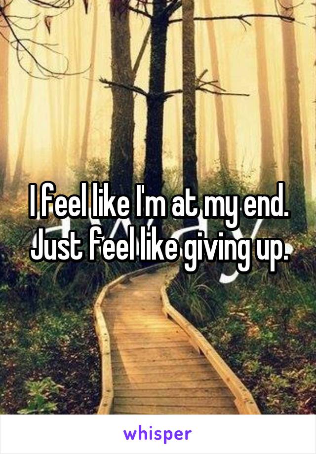 I feel like I'm at my end.
Just feel like giving up.