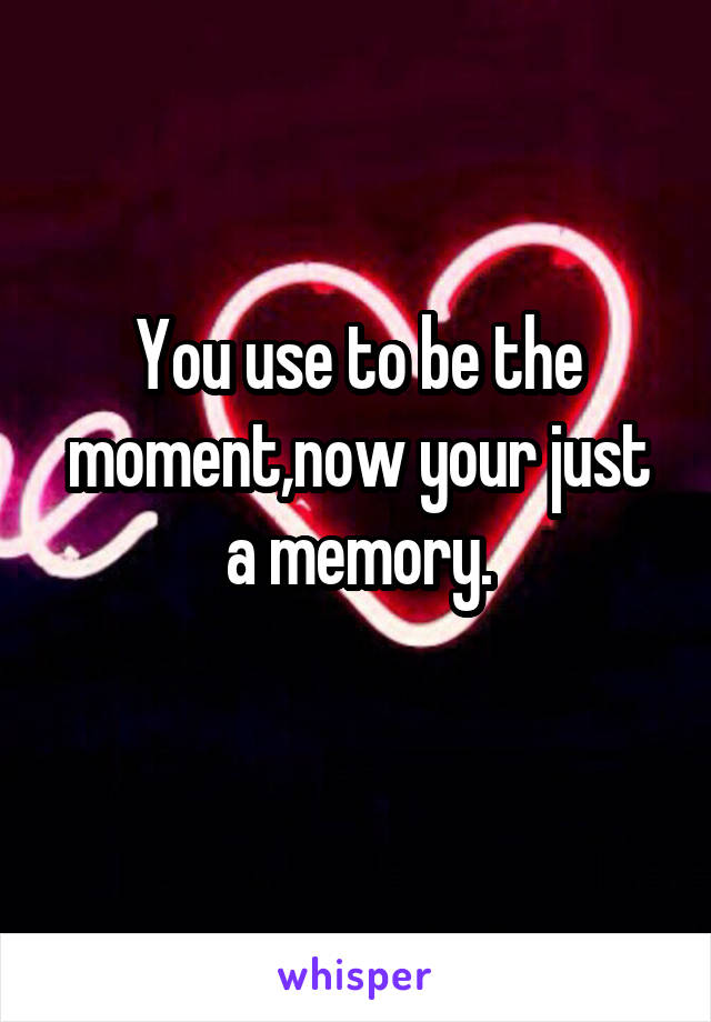You use to be the moment,now your just a memory.
