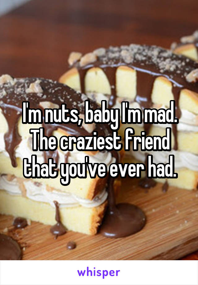 I'm nuts, baby I'm mad.
The craziest friend that you've ever had.