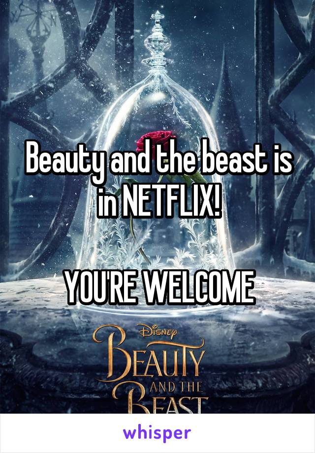 Beauty and the beast is in NETFLIX!

YOU'RE WELCOME