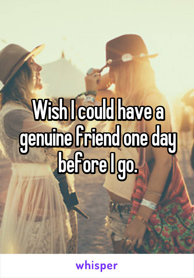 Wish I could have a genuine friend one day before I go.