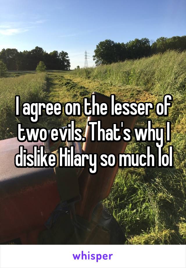 I agree on the lesser of two evils. That's why I dislike Hilary so much lol