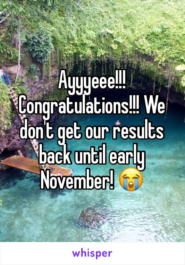 Ayyyeee!!! Congratulations!!! We don't get our results back until early November! 😭