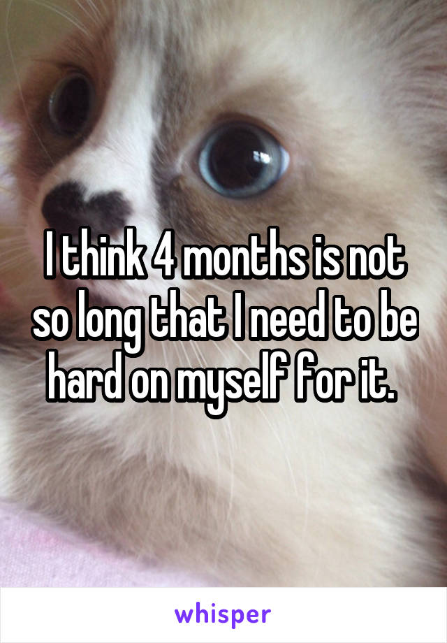 I think 4 months is not so long that I need to be hard on myself for it. 