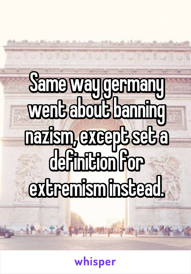 Same way germany went about banning nazism, except set a definition for extremism instead.