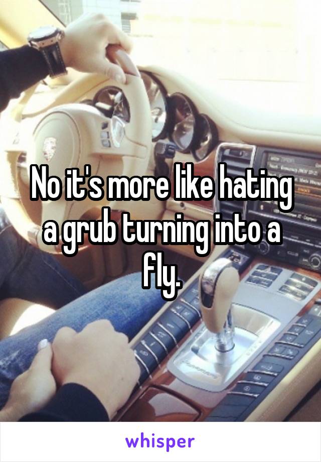 No it's more like hating a grub turning into a fly.