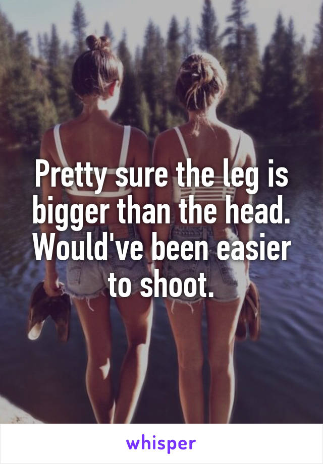 Pretty sure the leg is bigger than the head. Would've been easier to shoot.