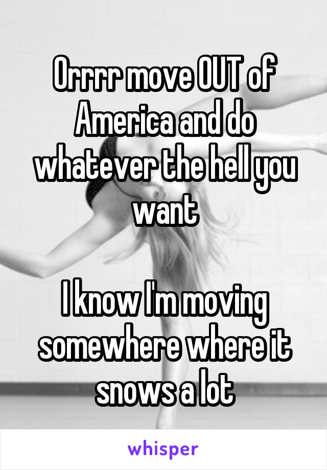 Orrrr move OUT of America and do whatever the hell you want

I know I'm moving somewhere where it snows a lot