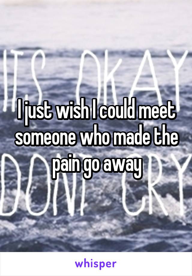 I just wish I could meet someone who made the pain go away