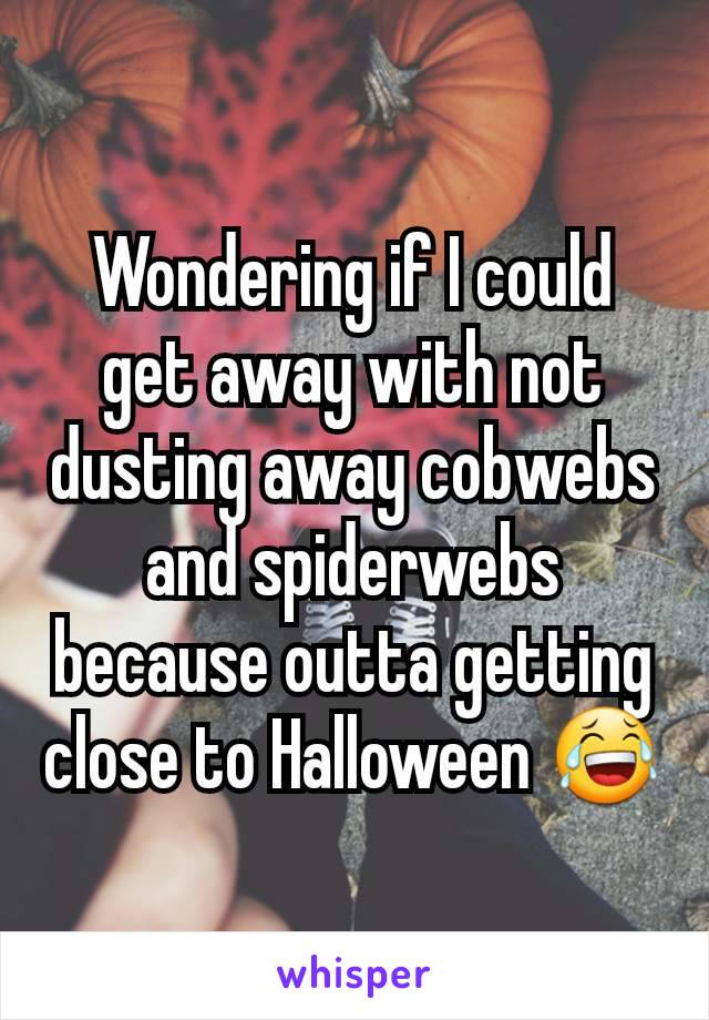 Wondering if I could get away with not dusting away cobwebs and spiderwebs because outta getting close to Halloween 😂