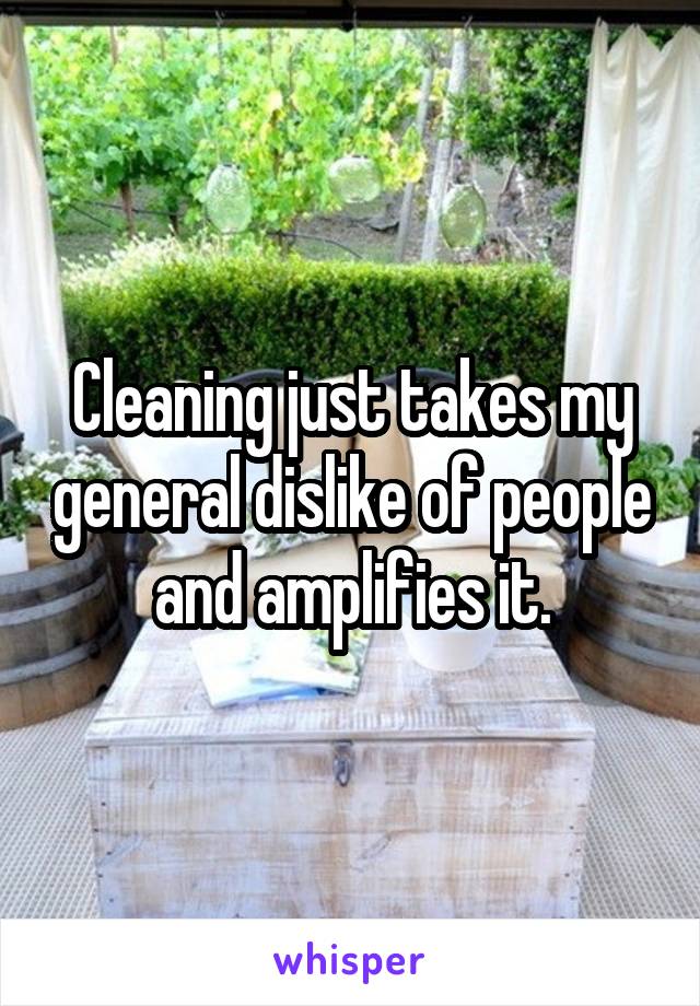Cleaning just takes my general dislike of people and amplifies it.