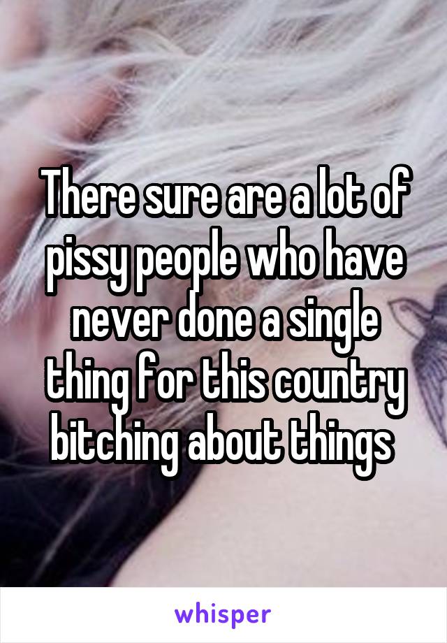 There sure are a lot of pissy people who have never done a single thing for this country bitching about things 