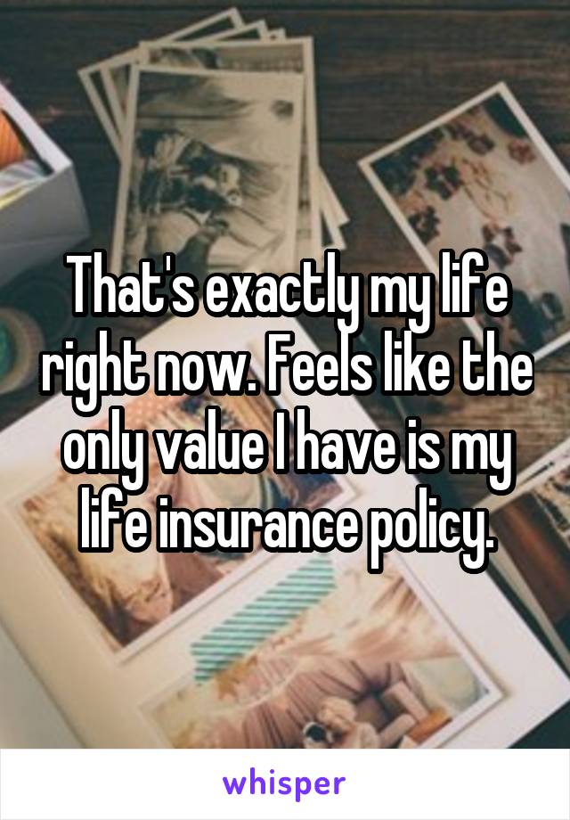 That's exactly my life right now. Feels like the only value I have is my life insurance policy.