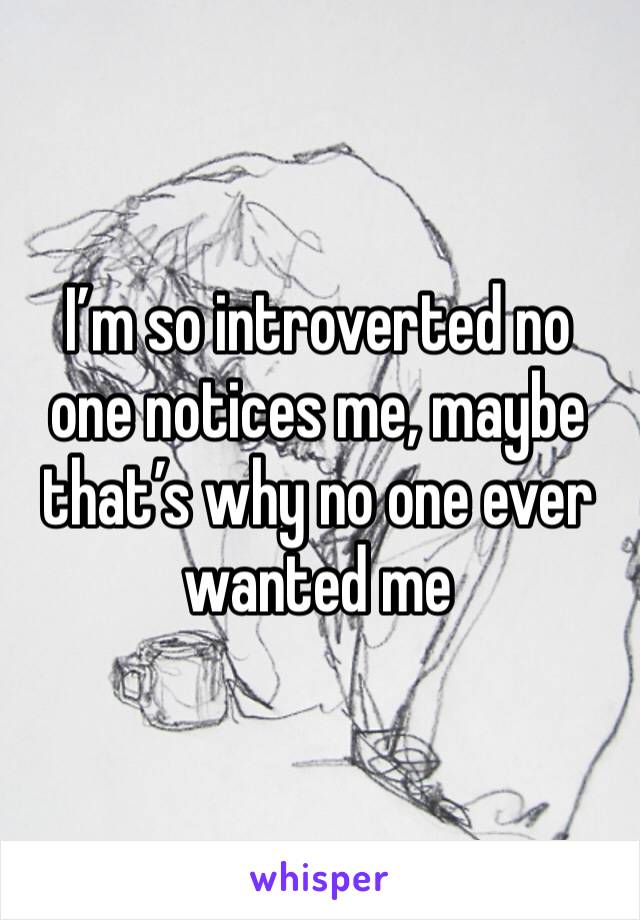I’m so introverted no one notices me, maybe that’s why no one ever wanted me