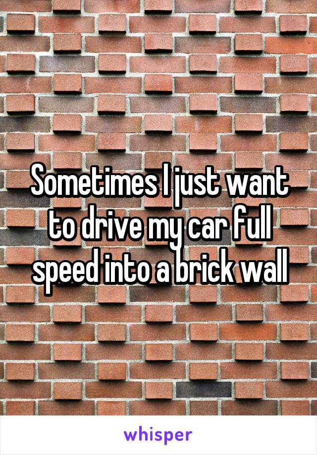 Sometimes I just want to drive my car full speed into a brick wall