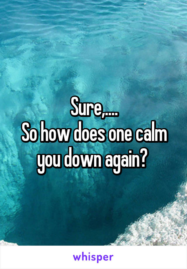Sure,....
So how does one calm you down again? 