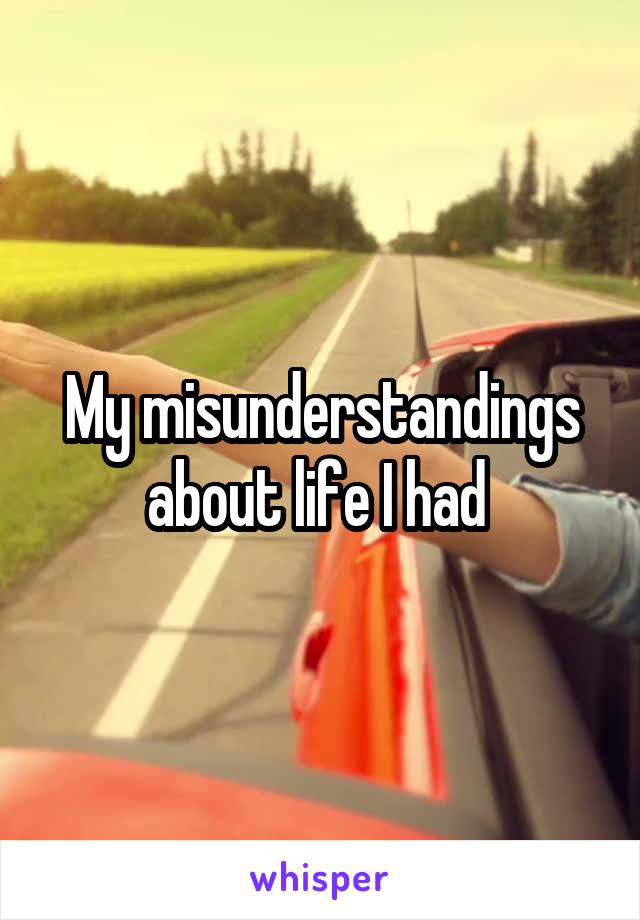 My misunderstandings about life I had 
