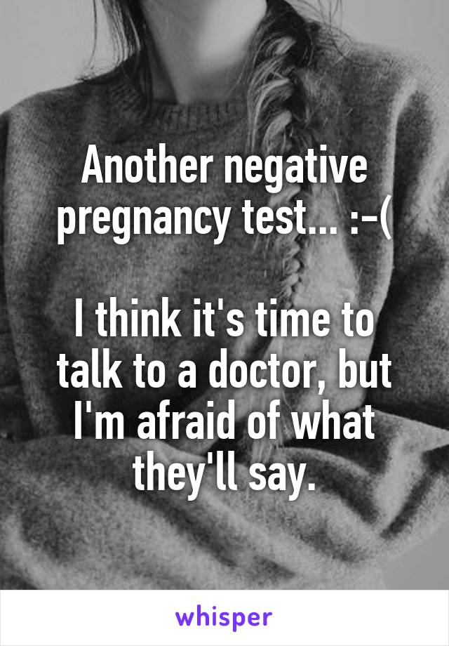 Another negative pregnancy test... :-(

I think it's time to talk to a doctor, but I'm afraid of what they'll say.