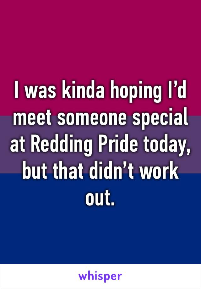 I was kinda hoping I’d meet someone special at Redding Pride today, but that didn’t work out.