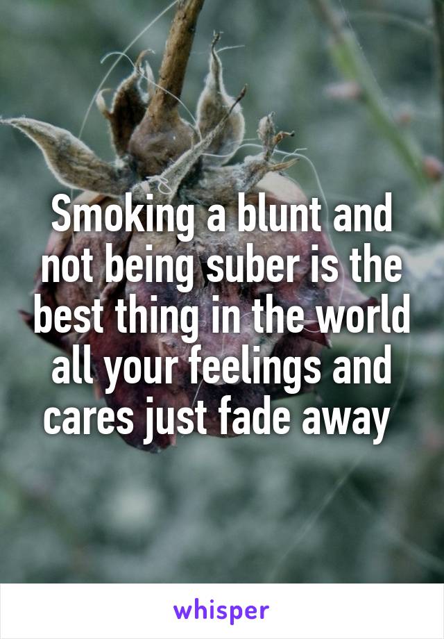 Smoking a blunt and not being suber is the best thing in the world all your feelings and cares just fade away 