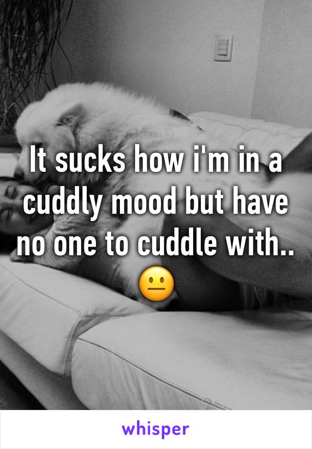 It sucks how i'm in a cuddly mood but have no one to cuddle with.. 😐