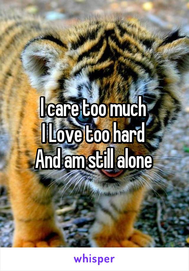 I care too much 
I Love too hard 
And am still alone 