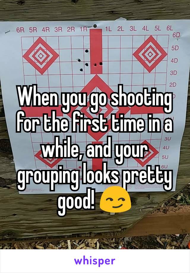 When you go shooting for the first time in a while, and your grouping looks pretty good! 😏
