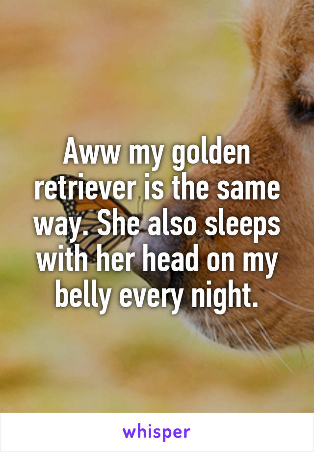 Aww my golden retriever is the same way. She also sleeps with her head on my belly every night.