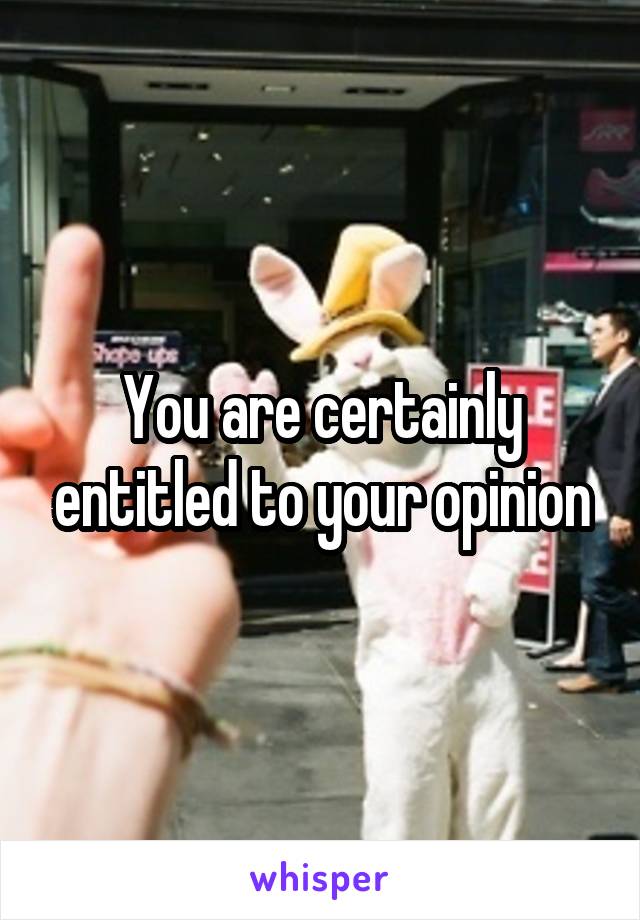 You are certainly entitled to your opinion
