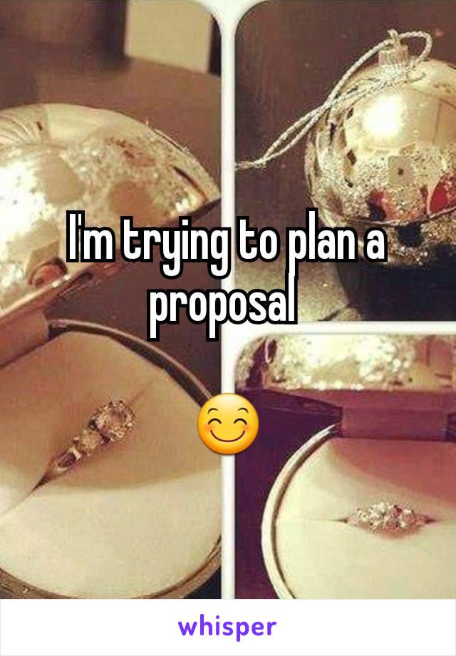 I'm trying to plan a proposal 

😊