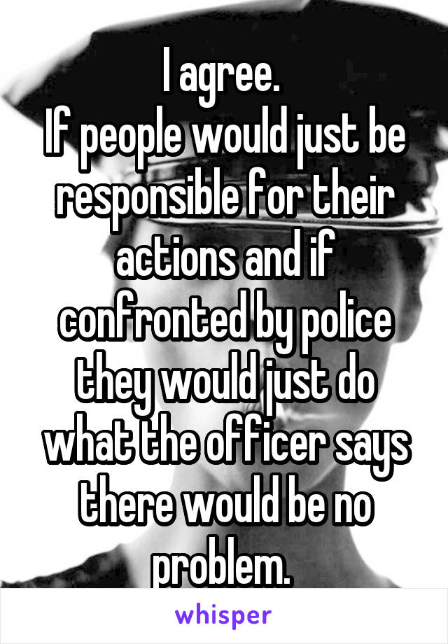 I agree. 
If people would just be responsible for their actions and if confronted by police they would just do what the officer says there would be no problem. 