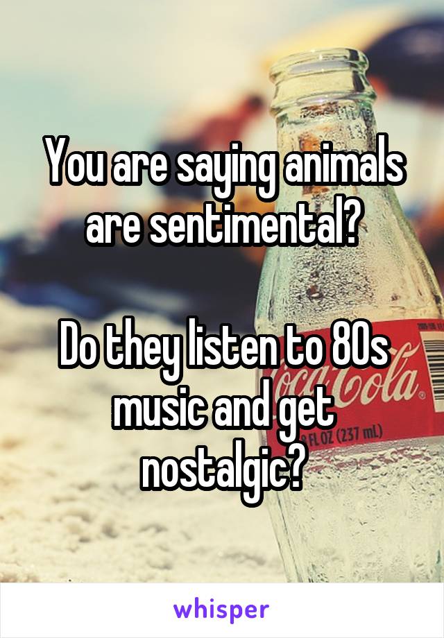 You are saying animals are sentimental?

Do they listen to 80s music and get nostalgic?