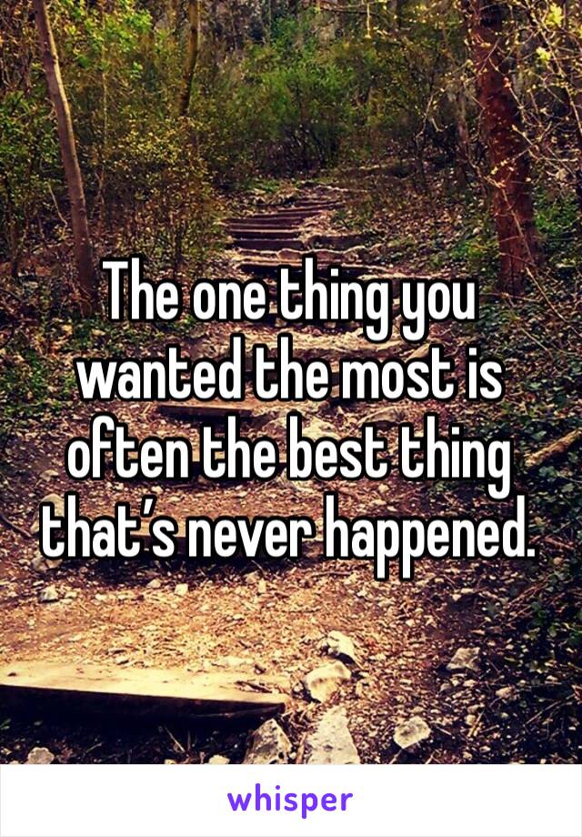 The one thing you wanted the most is often the best thing that’s never happened. 