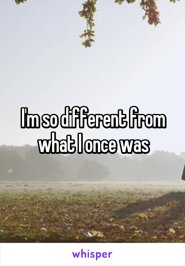 I'm so different from what I once was