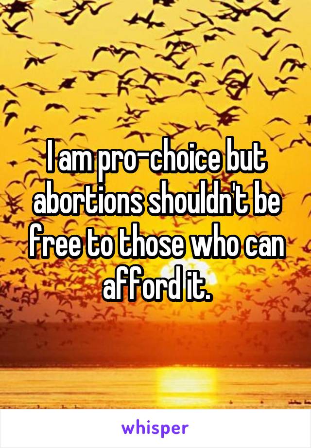 I am pro-choice but abortions shouldn't be free to those who can afford it.
