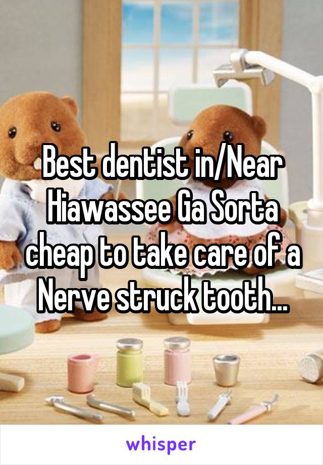 Best dentist in/Near Hiawassee Ga Sorta cheap to take care of a Nerve struck tooth...