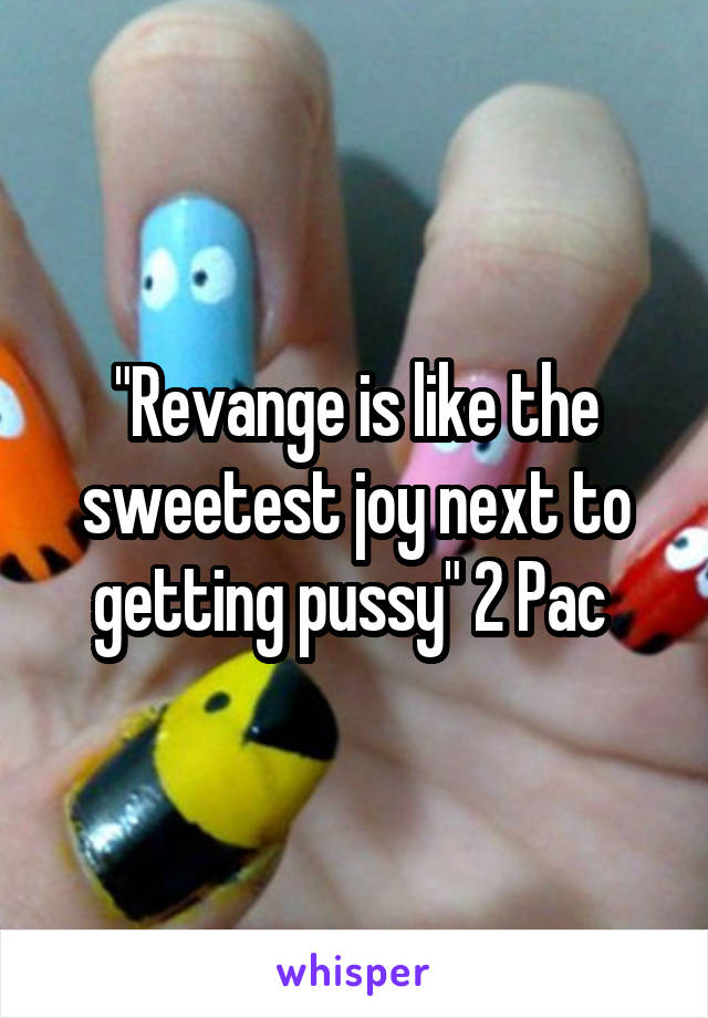 "Revange is like the sweetest joy next to getting pussy" 2 Pac 
