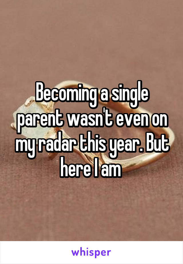 Becoming a single parent wasn't even on my radar this year. But here I am 
