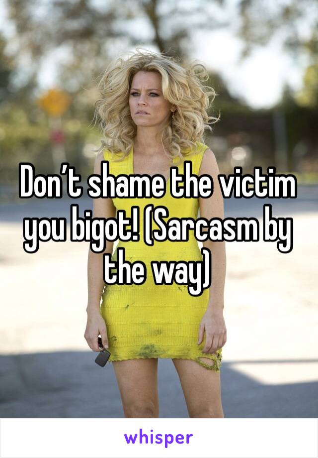 Don’t shame the victim you bigot! (Sarcasm by the way)