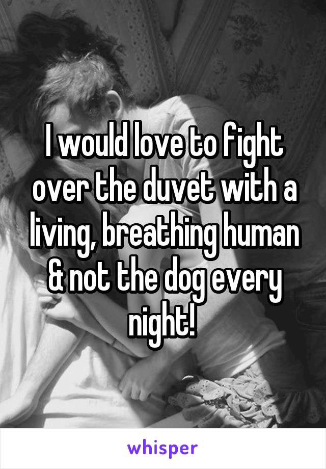 I would love to fight over the duvet with a living, breathing human & not the dog every night! 