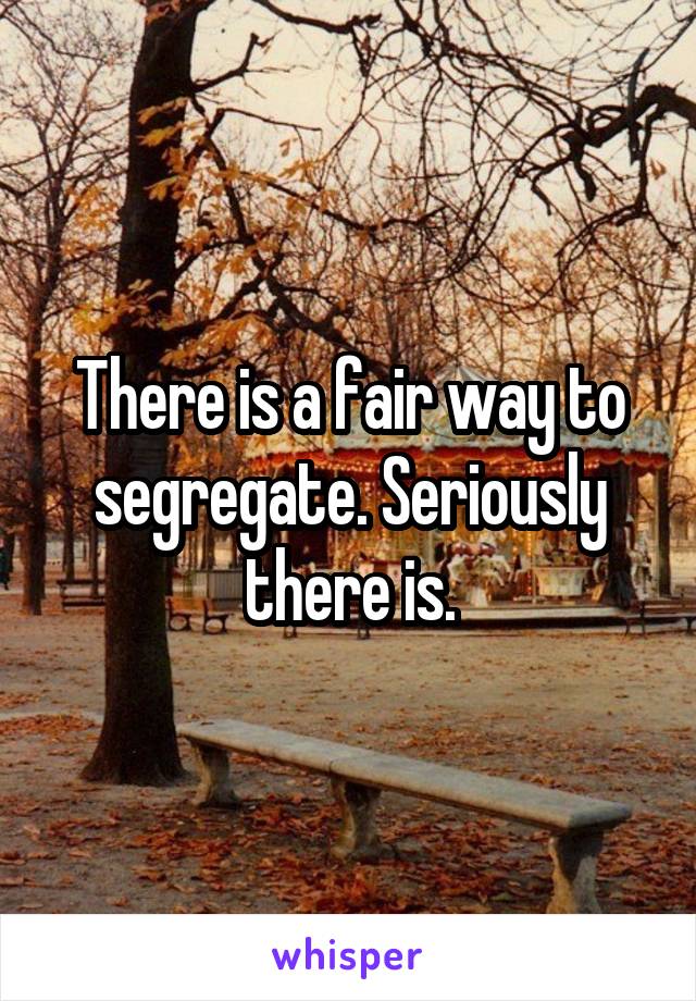 There is a fair way to segregate. Seriously there is.